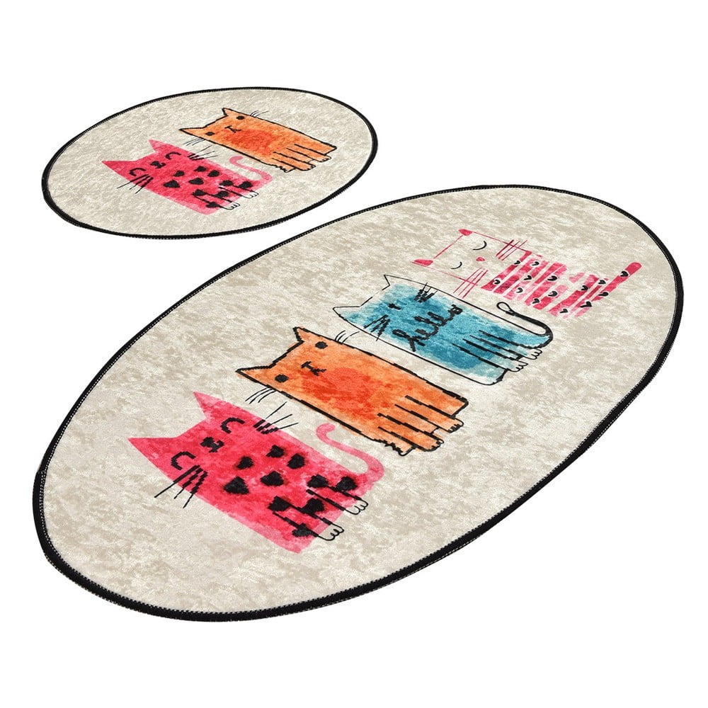 Svjetlo smeđe kupaonske prostirke u setu 2 kom 60x100 cm Baby Cats – Foutastic