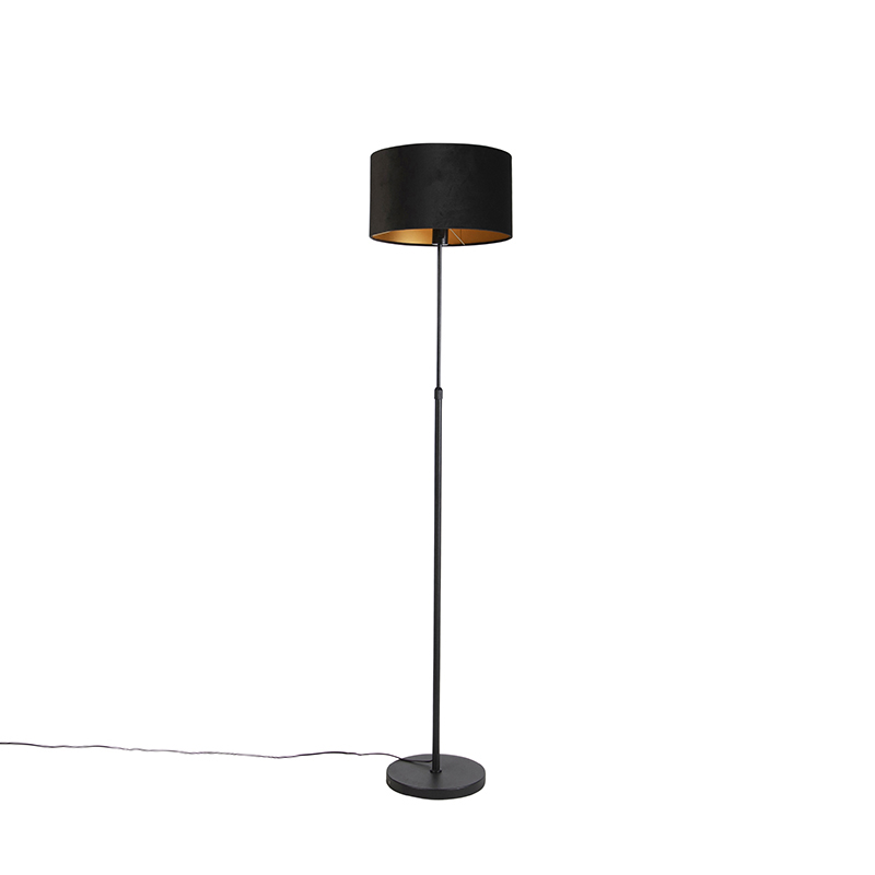 Pametna podna lampa crna s crnim baršunastim sjenilom 35 cm uključujući Wifi A60 - Parte