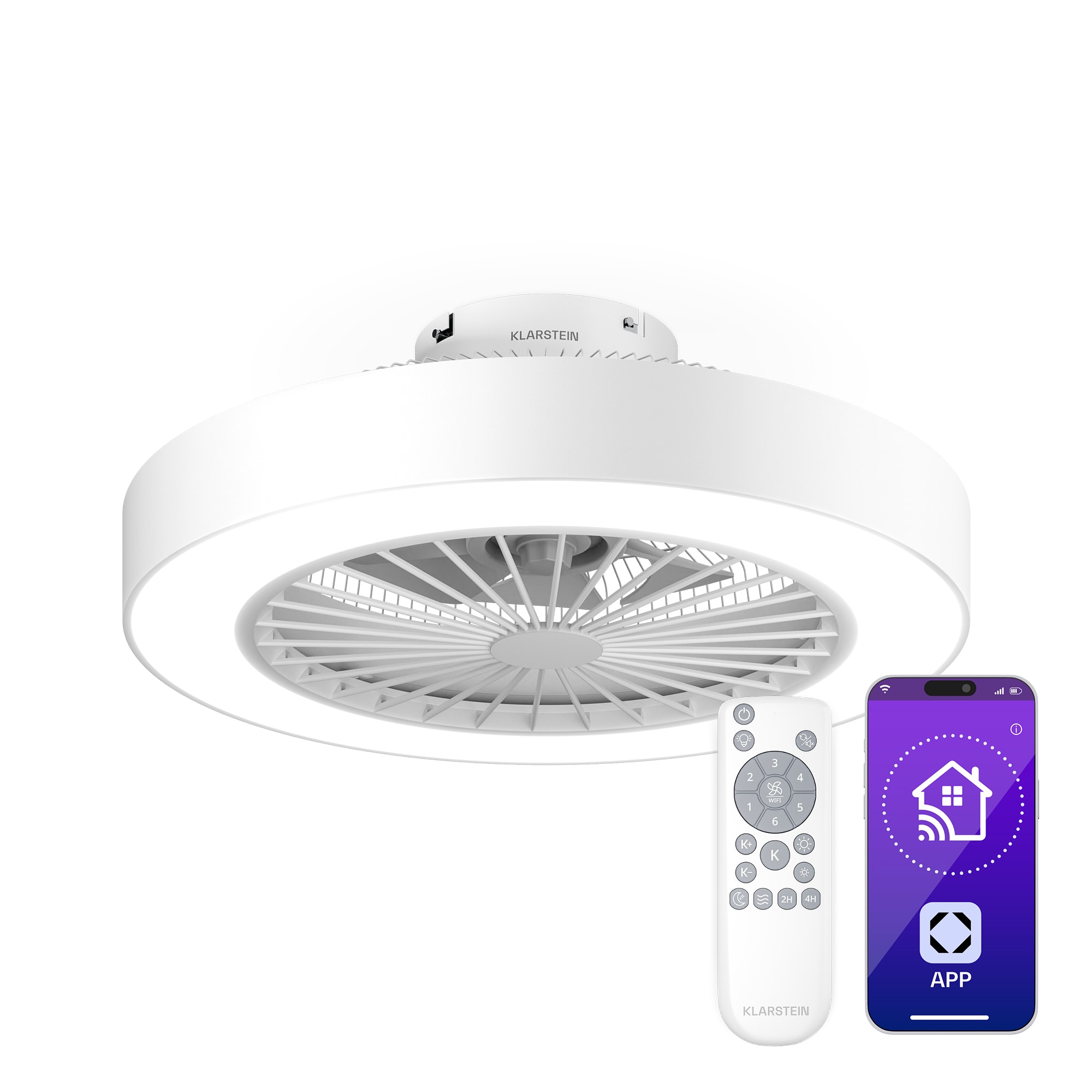 Klarstein ZenBreeze pametni stropni ventilator sa svjetlom | 48 cm | 16 W | Tihi | LED | Akril