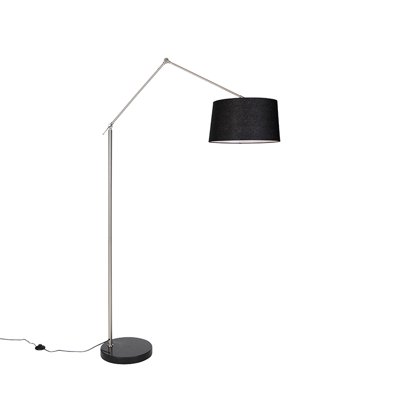 Moderna podna lampa od čelika s abažurom od crnog lana 45 cm - Editor