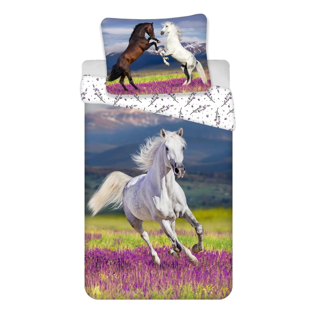 Pamučna dječja posteljina za krevet za jednu osobu 140x200 cm Horse "Meadow" – Jerry Fabrics