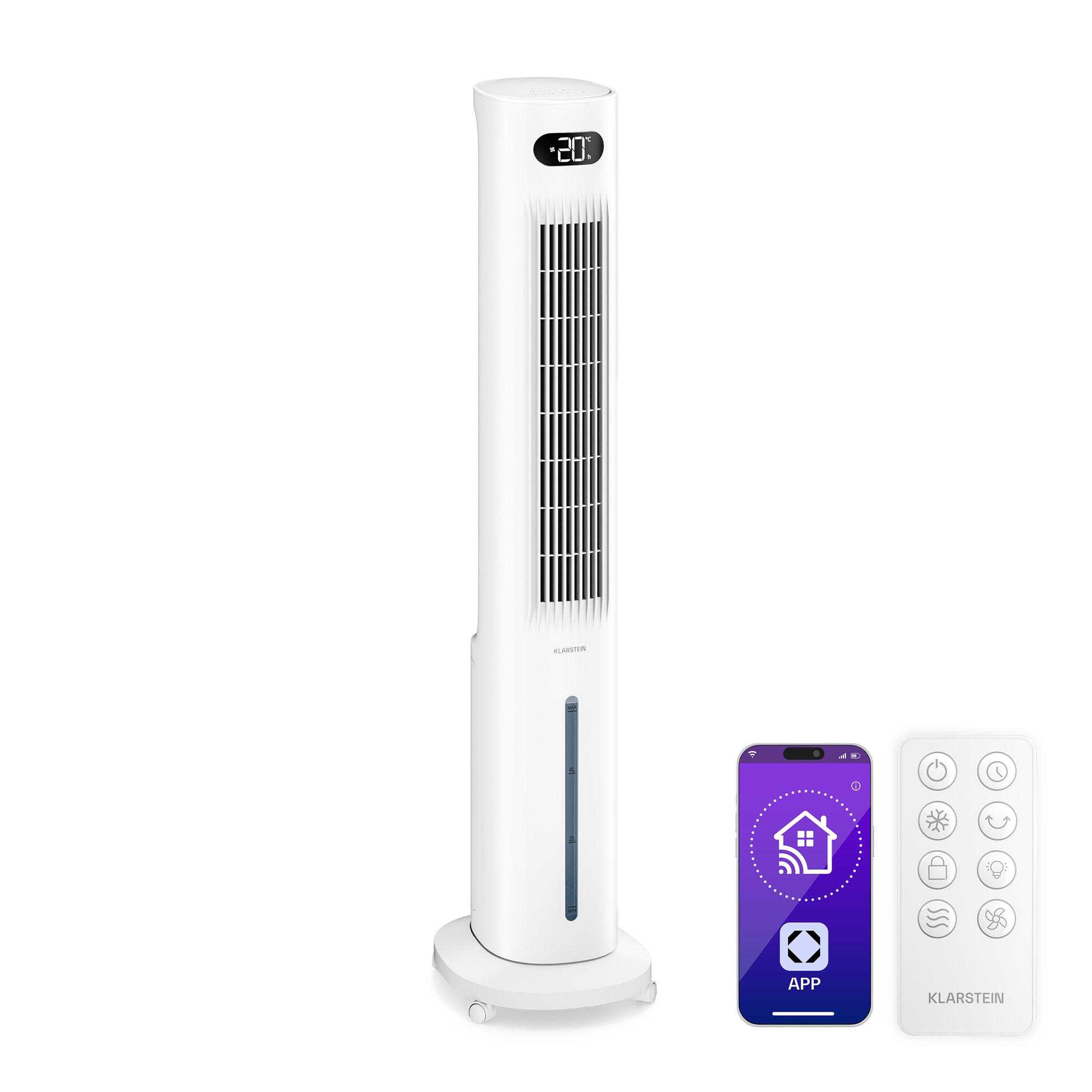 Klarstein Polar inteligentni rashlađivač zraka s vodenim hlađenjem | Praktičan dizajn, visoke performanse i inteligentno upravljanje