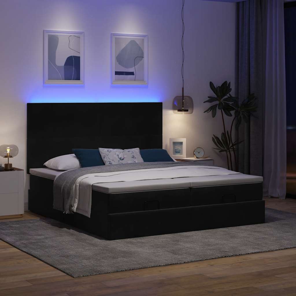 Okvir kreveta s madracima crni 160x200cm baršunasti