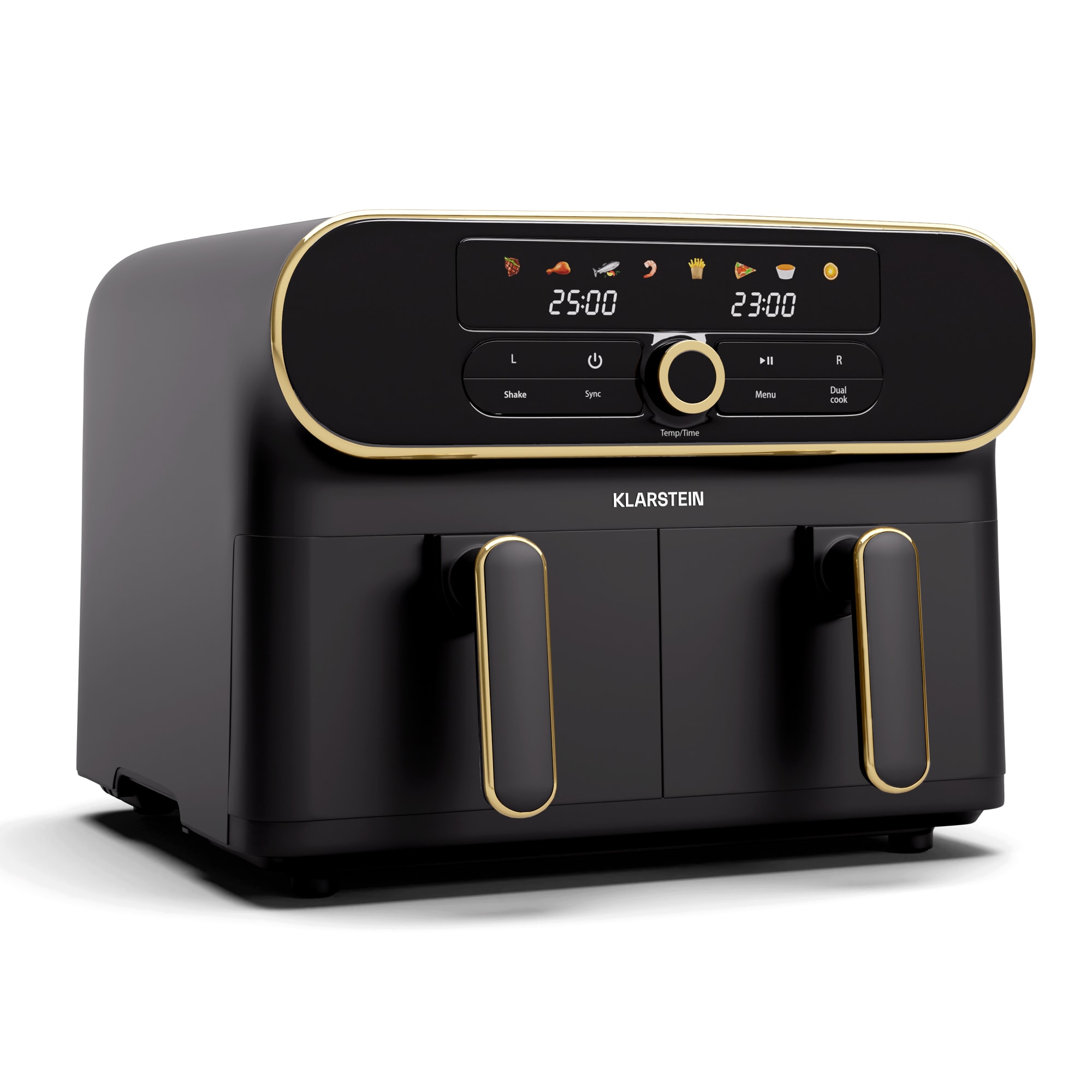 Klarstein AuraAir Color Touch friteza na vrući zrak, 2 komore, 11 l, 1700 W, 80 - 200 °C, 8 programa