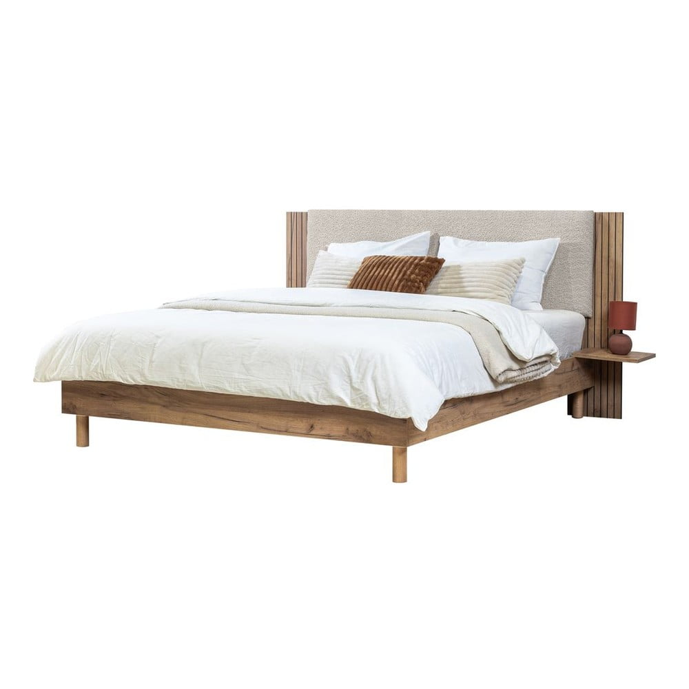 Svijetlo sivi bračni krevet s podnicom 140x190 cm Lior – Bobochic Paris