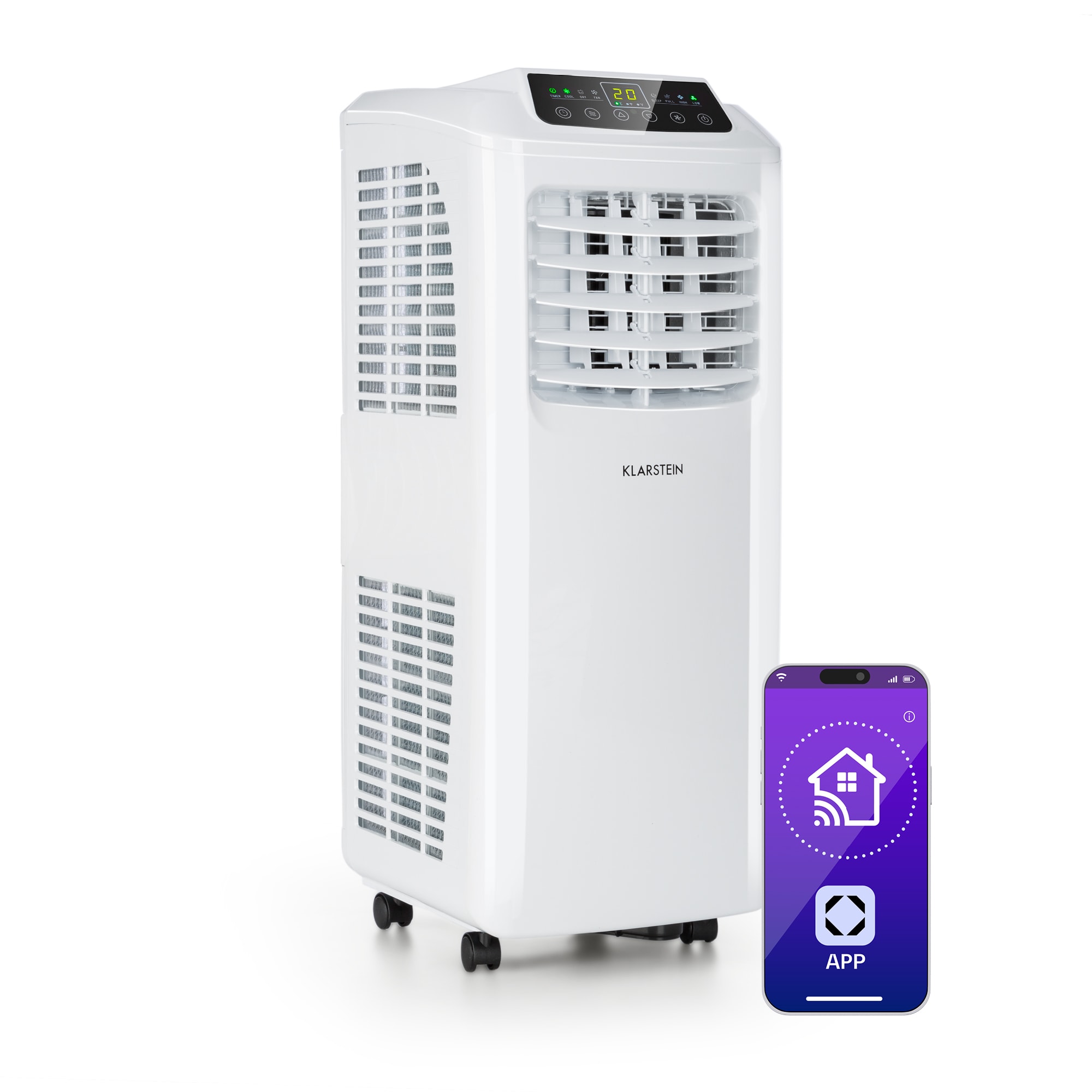 Klarstein Pure Blizzard Smart 9k, prijenosna klima, 9000 BTU / 2,6 kW, energetski razred A, daljinski upravljač