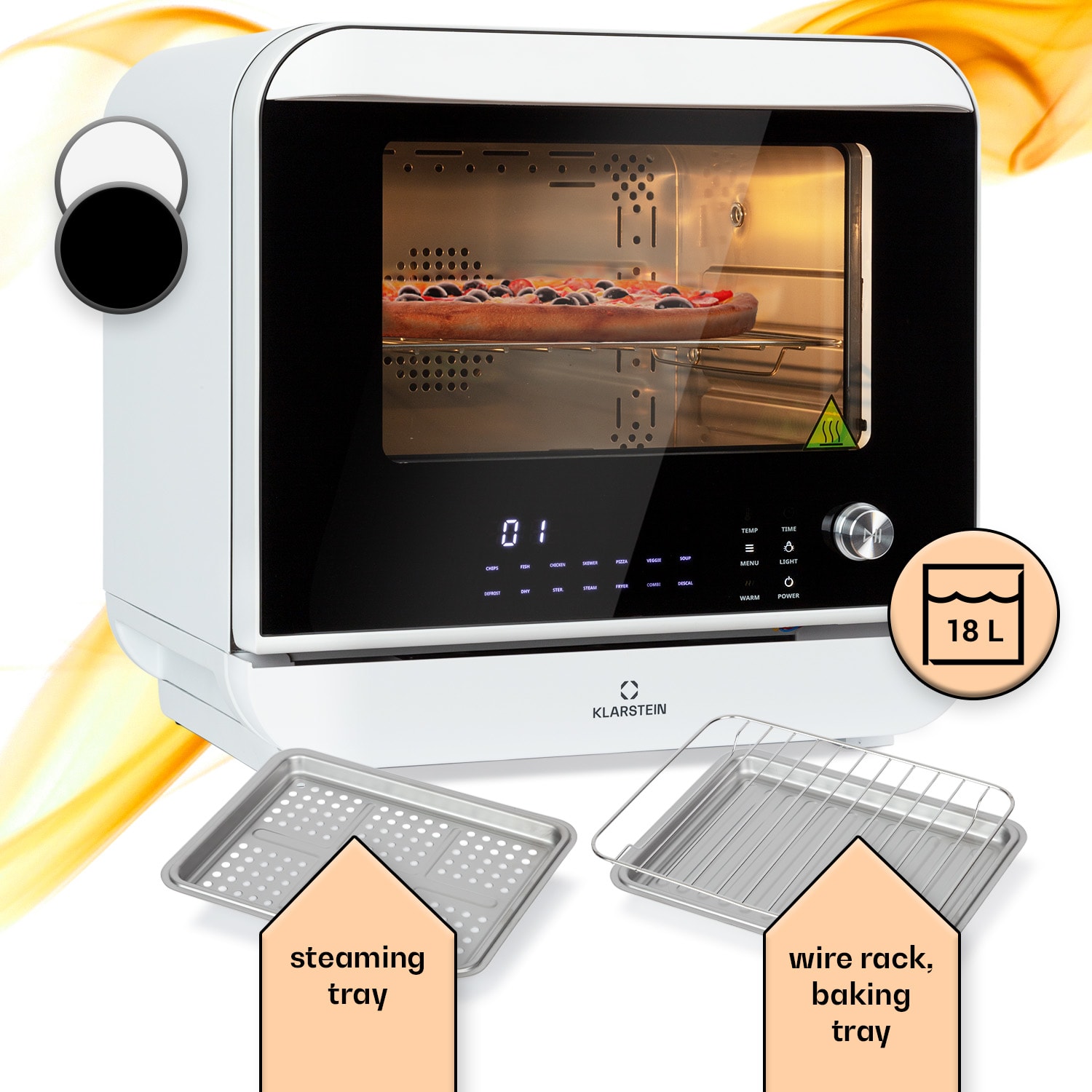 Klarstein Vita Pro, friteza s kuhanjem na paru, 2450 W, 18 litara, 14 programa, spremnik vode 800 ml