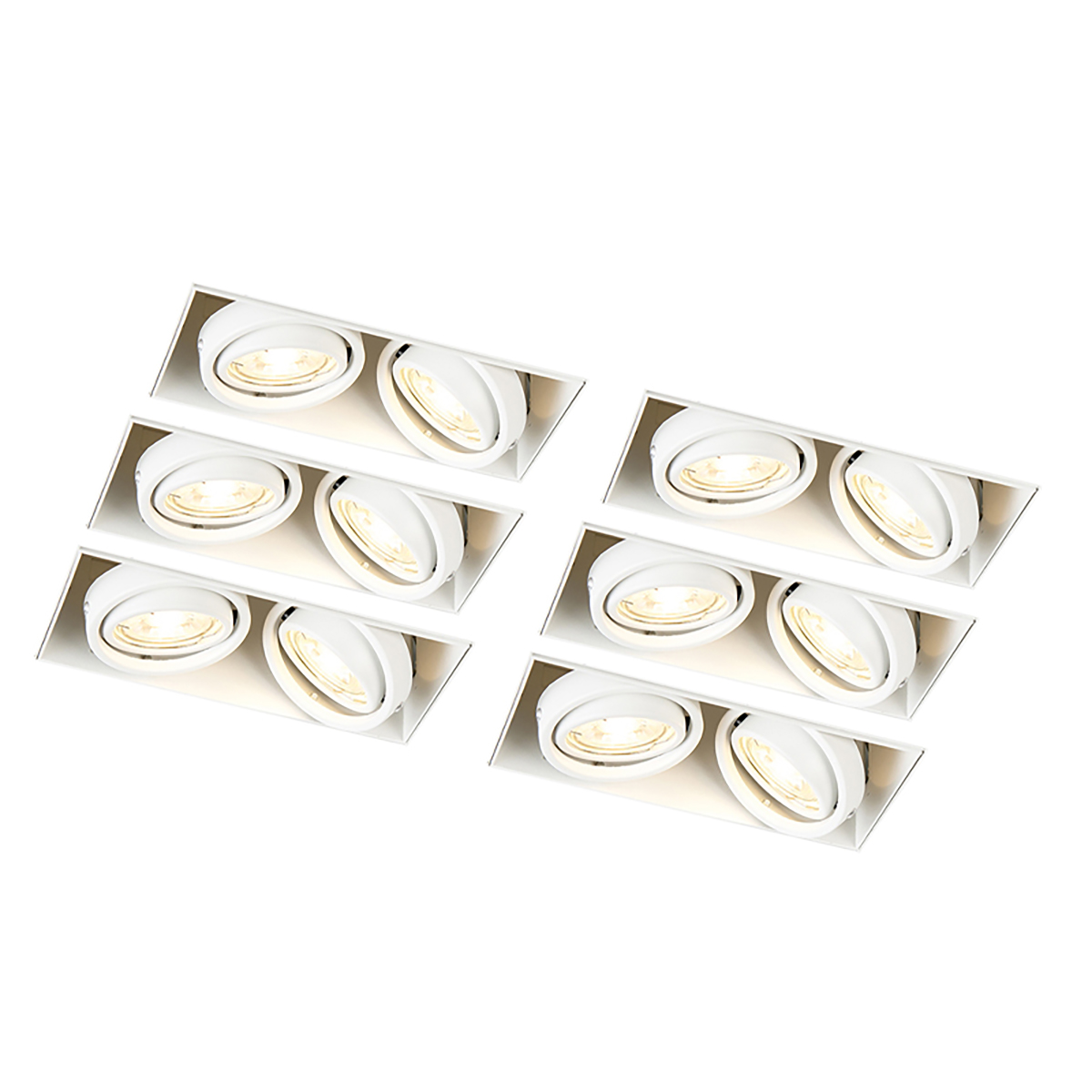 Set od 6 ugradnih reflektora bijeli GU10 nagibni bez okvira 2-svjetla - Oneon