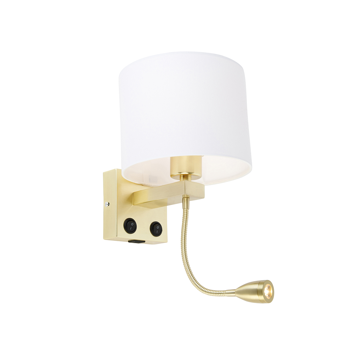 Zidna svjetiljka zlatna s USB-om i bijelom sjenilom 18 cm - Brescia Combi