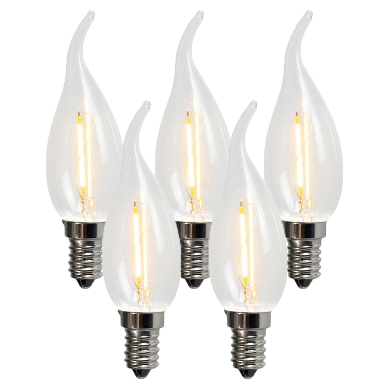 Set od 5 E14 LED žarulja s filamentom u obliku svijeće BXS35 1W 100LM 2200K