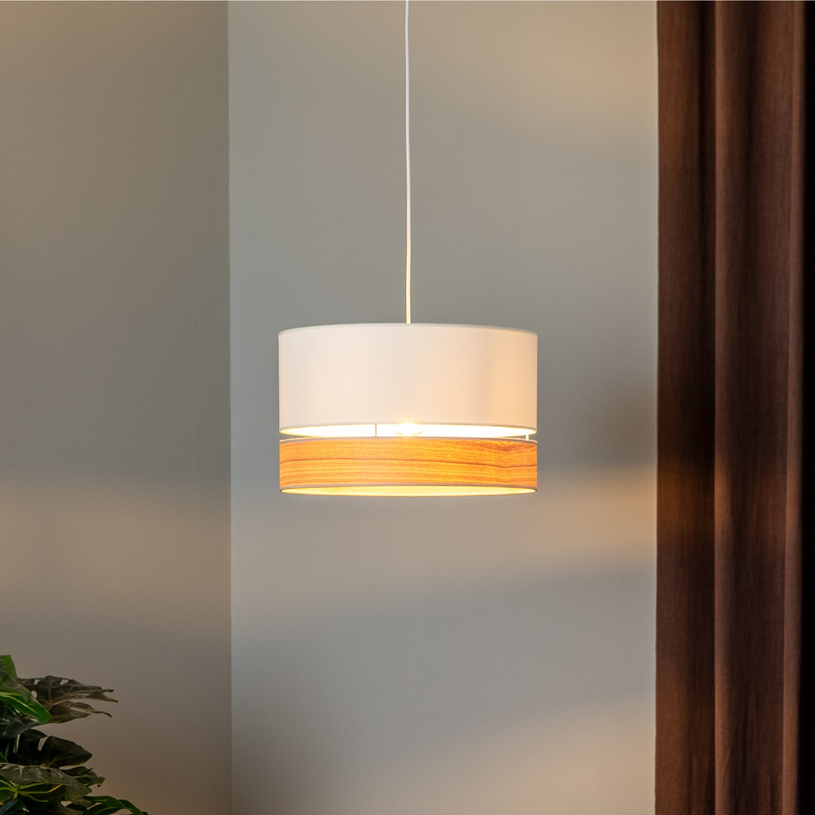 Viseća lampa Euluna Levo, Ø 40 cm, jasen/ecru