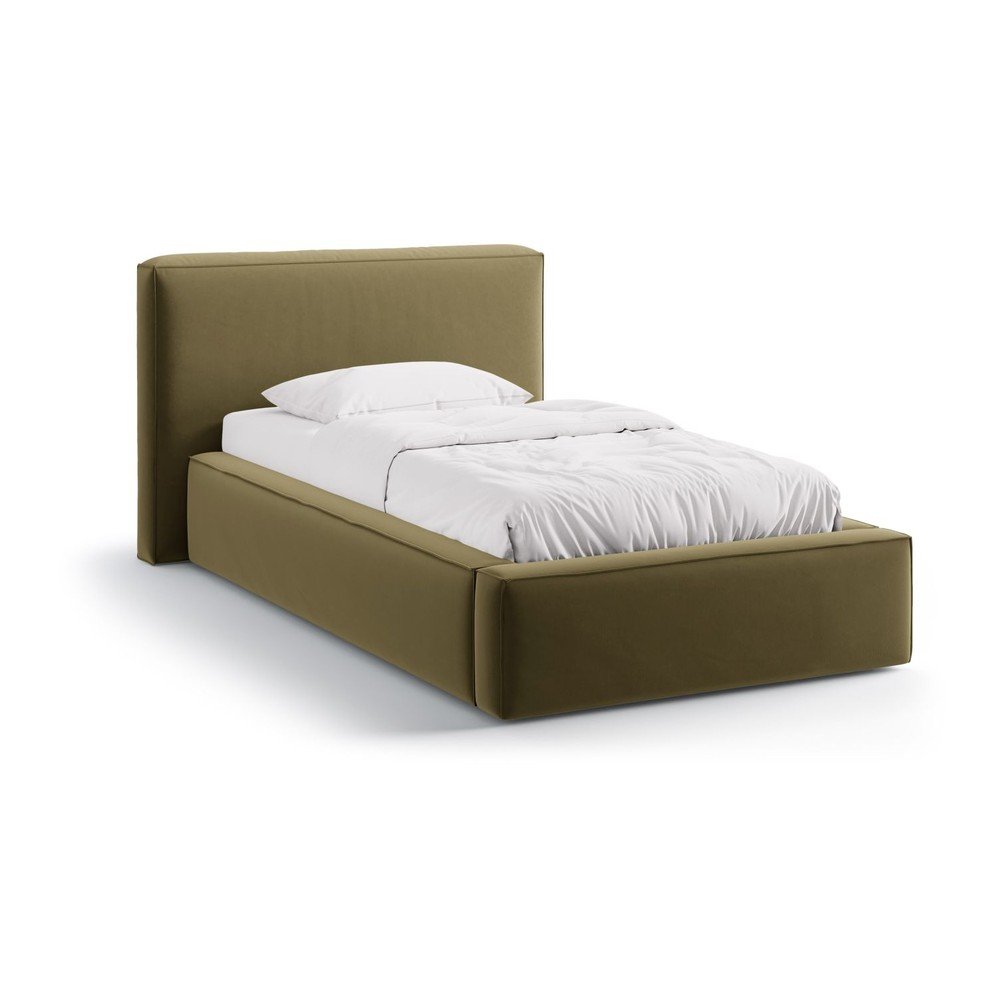 Zeleni tapecirani krevet s prostorom za odlaganje s podnicom 90x200 cm Jodie – Micadoni