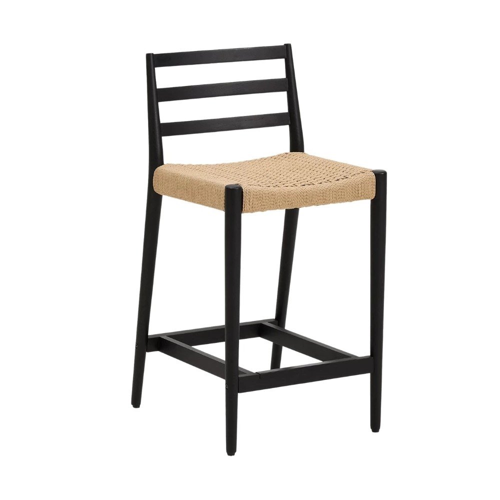Crna/u prirodnoj boji barska stolica od punog hrasta (visine sjedala 65 cm) Analy – Kave Home
