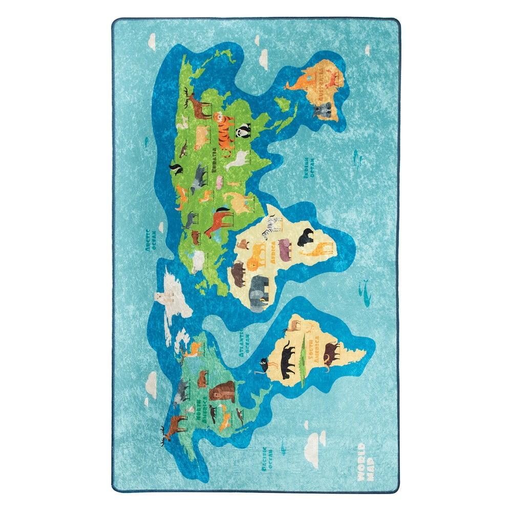 Plavi dječji protuklizni tepih Conceptum Hypnose Map, 100 x 160 cm