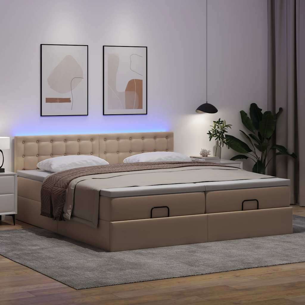 Okvir kreveta s madracima cappuccina 200x200 cm umjetna koža