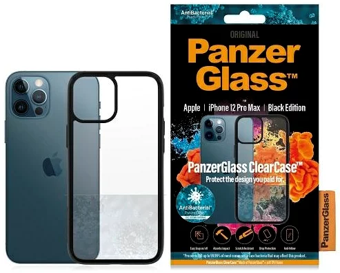 Maska PanzerGlass ClearCase iPhone 12 Pro Max 6,7" Antibacterial black (0253)
