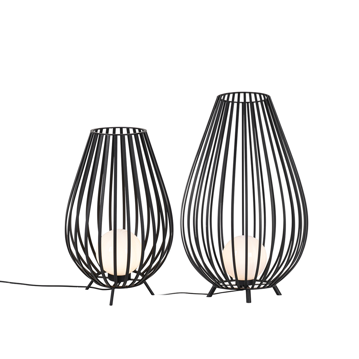 Set podnih svjetiljki crne s opalom 110 cm i 70 cm - Angela