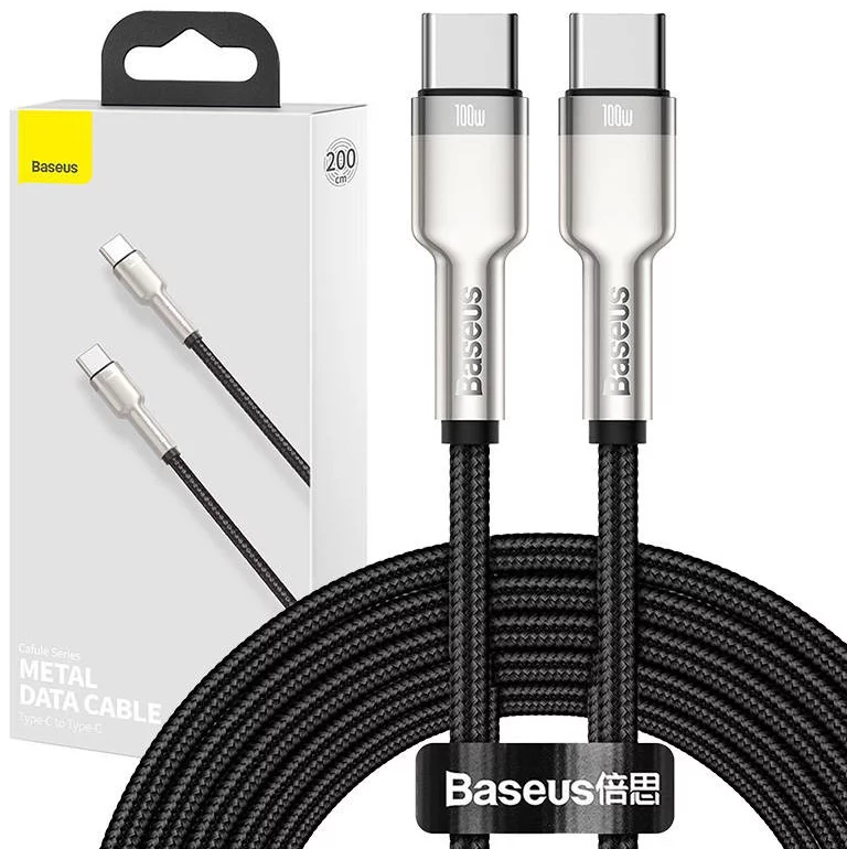Kabel Cable USB-C to USB-C Baseus Cafule, 100W, 2m (black)