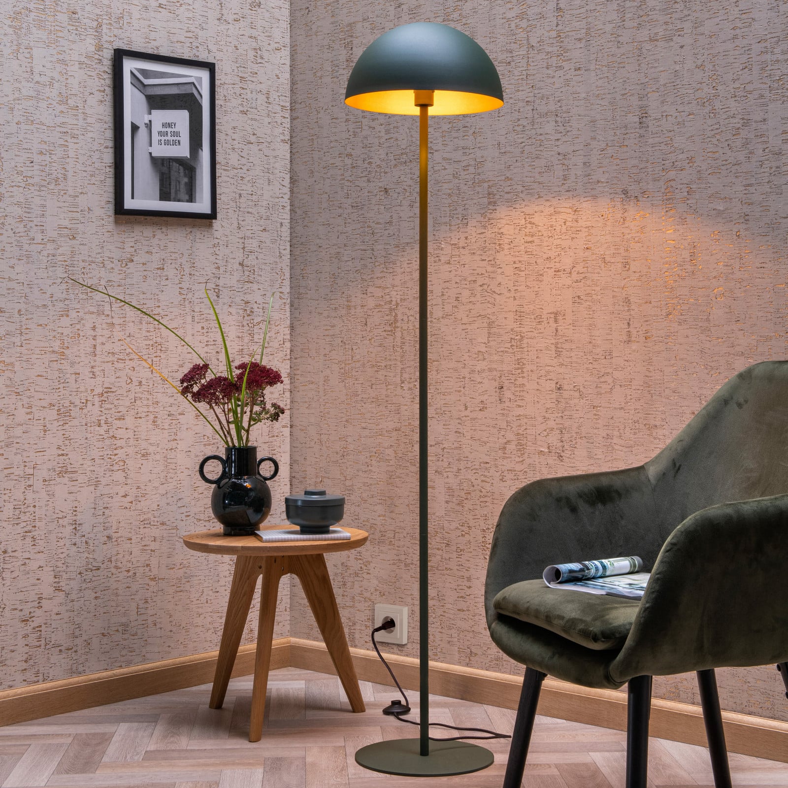 Siemon podna lampa od čelika, Ø 35 cm, zelena