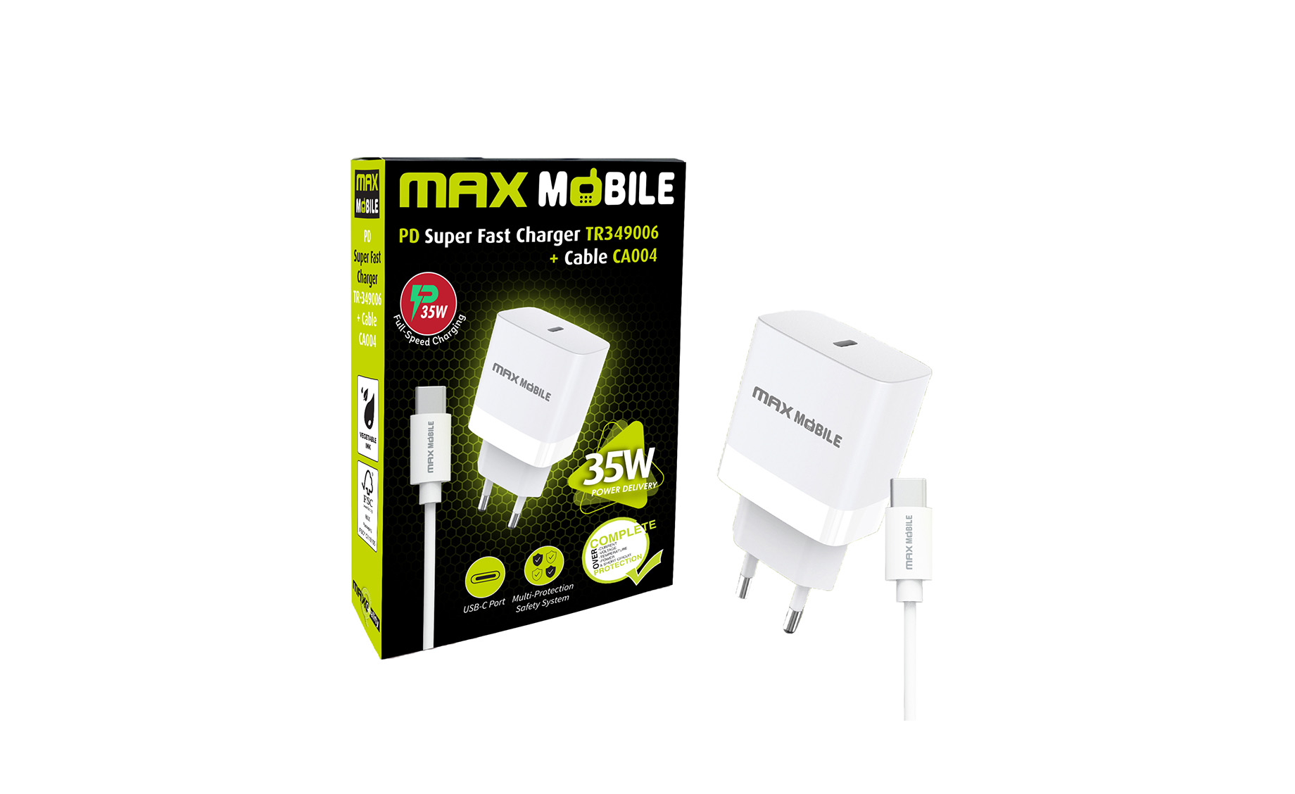 Max Mobile TR349006 kućni punjač+Type C kabel