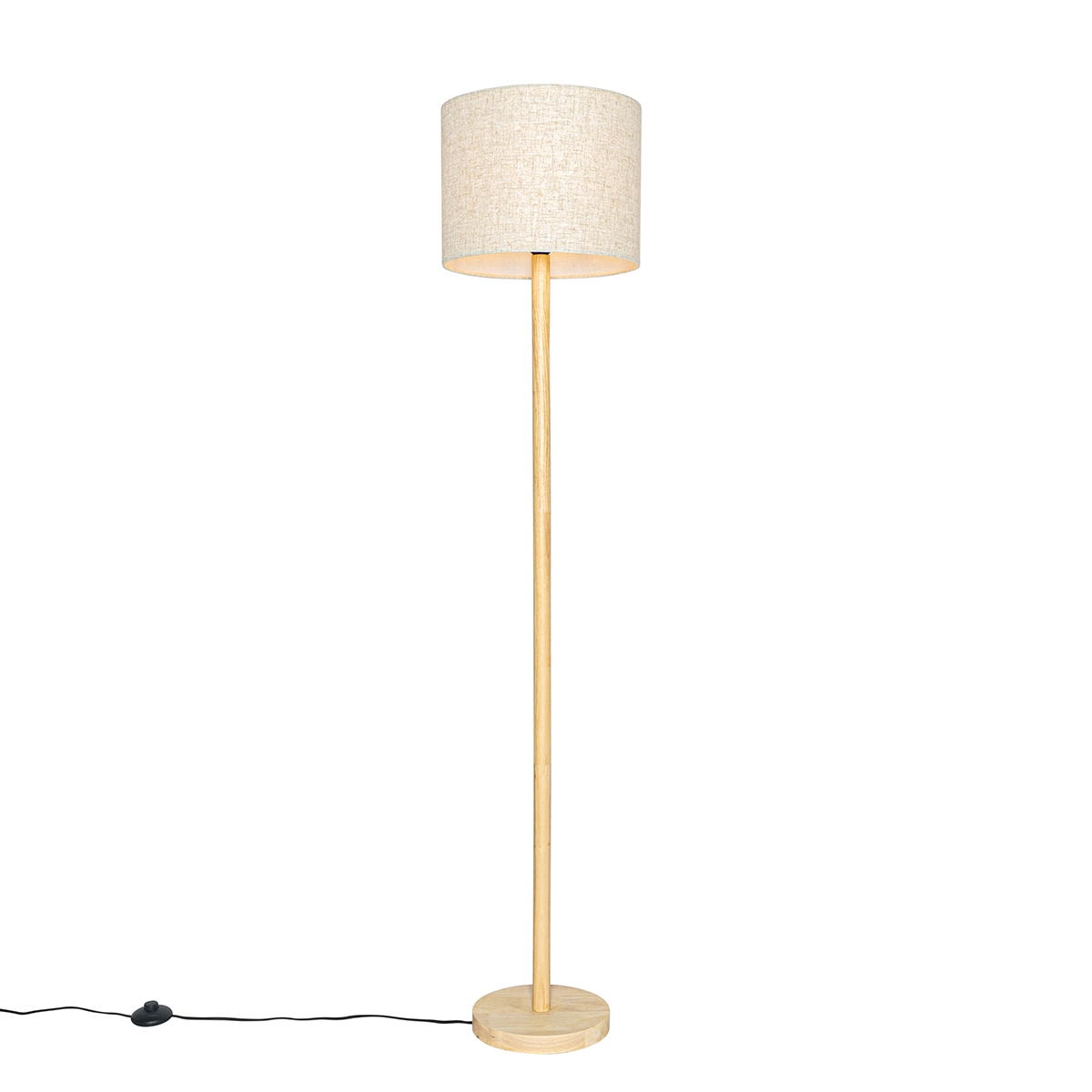 Rustikalna podna lampa od drveta s platnenom sjenilom bež 32 cm - Mels