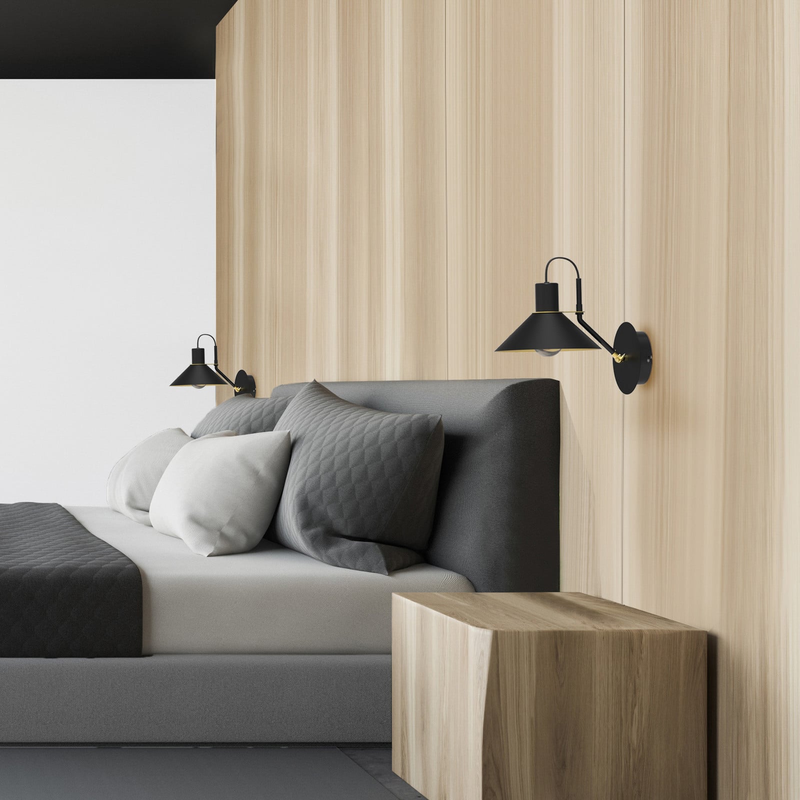 Aluminor Zinga zidna lampa, crna, mesing detalj