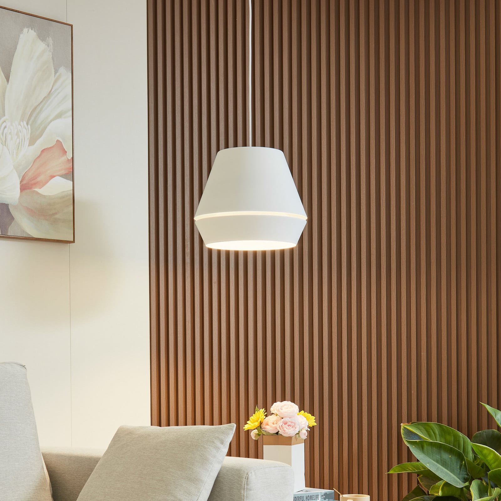 Lucande Mynoria LED viseća svjetiljka, bijela, aluminij, Ø 35 cm