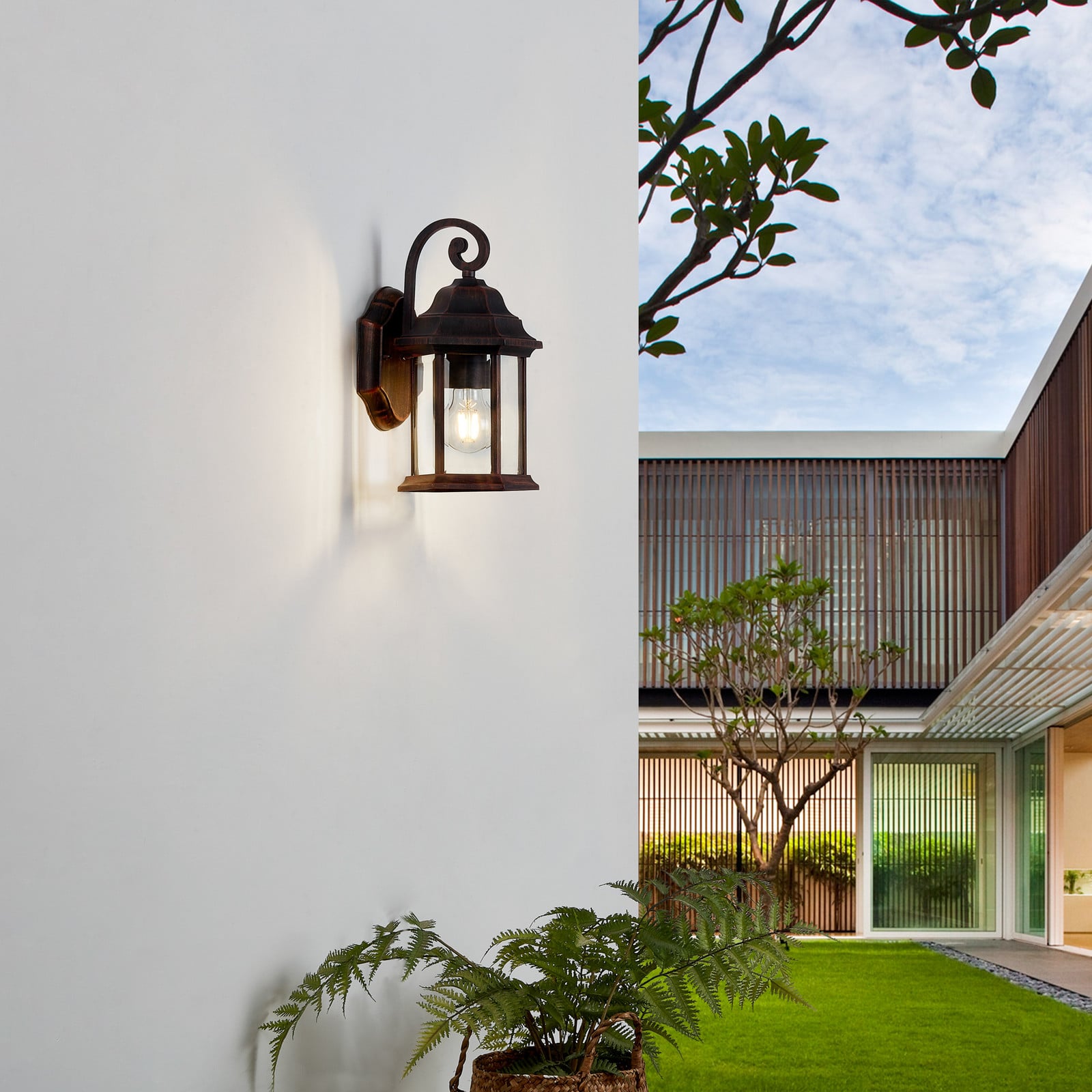 Lindby Daaje vanjska zidna lampa, rđasta boja, 30,5 cm, aluminij