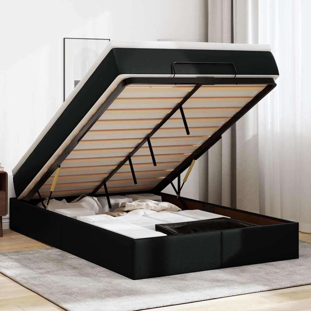 Otomanski okvir kreveta s madracem crni 120x200cm umjetna koža