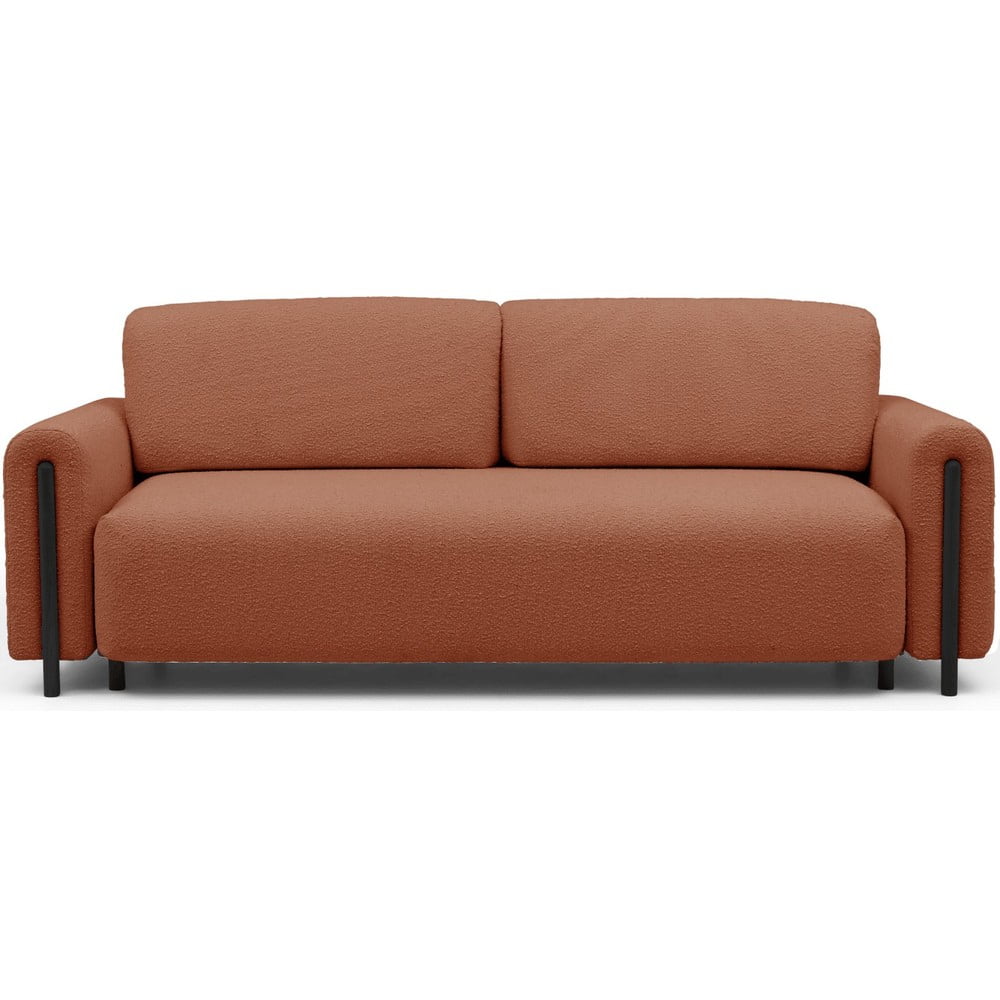 Sklopiva/s prostorom za odlaganje sofa od bouclé tkanine boja terakote 244 cm Arcadova – ELTAP