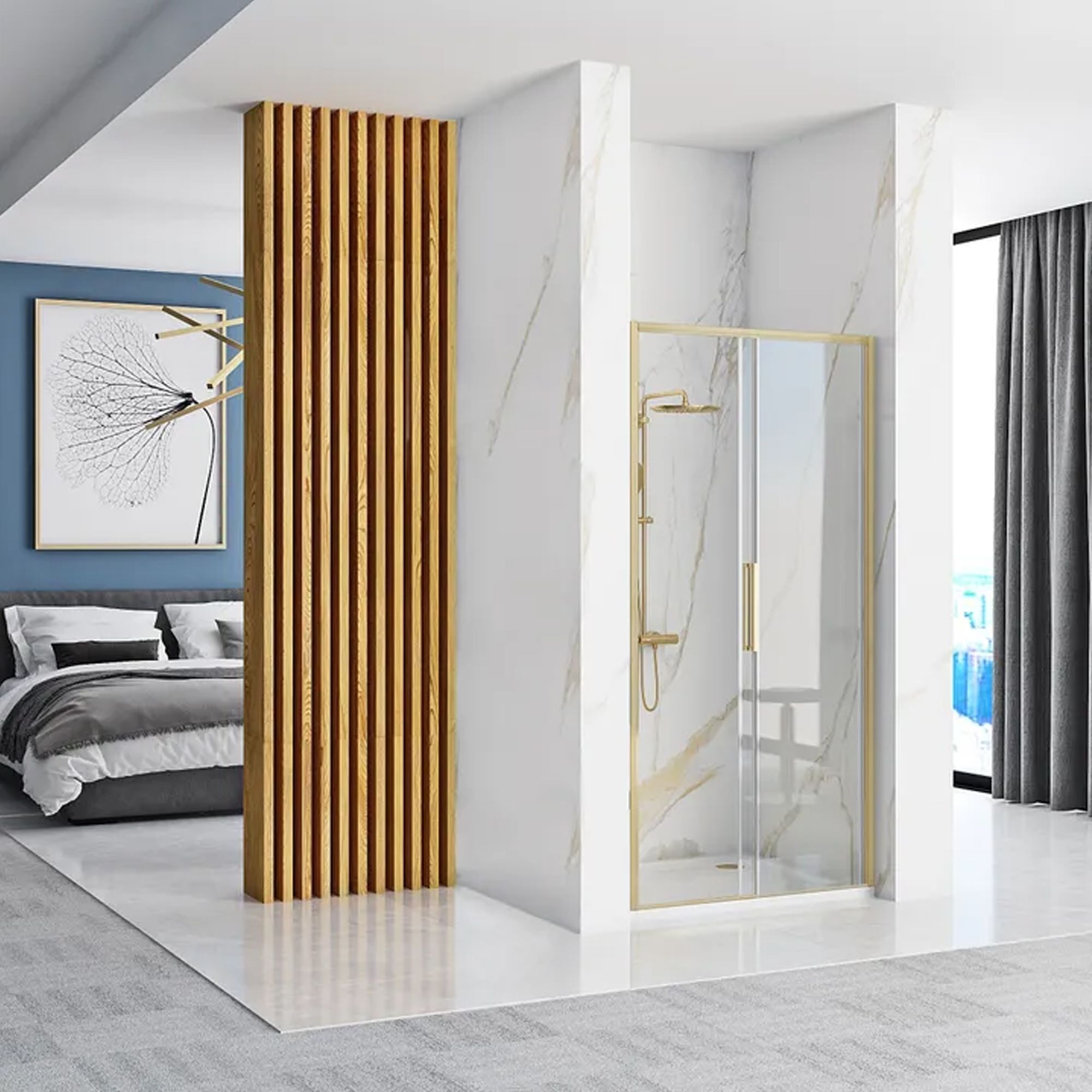 Tuš vrata REA Rapid Slide 120 Gold Brush