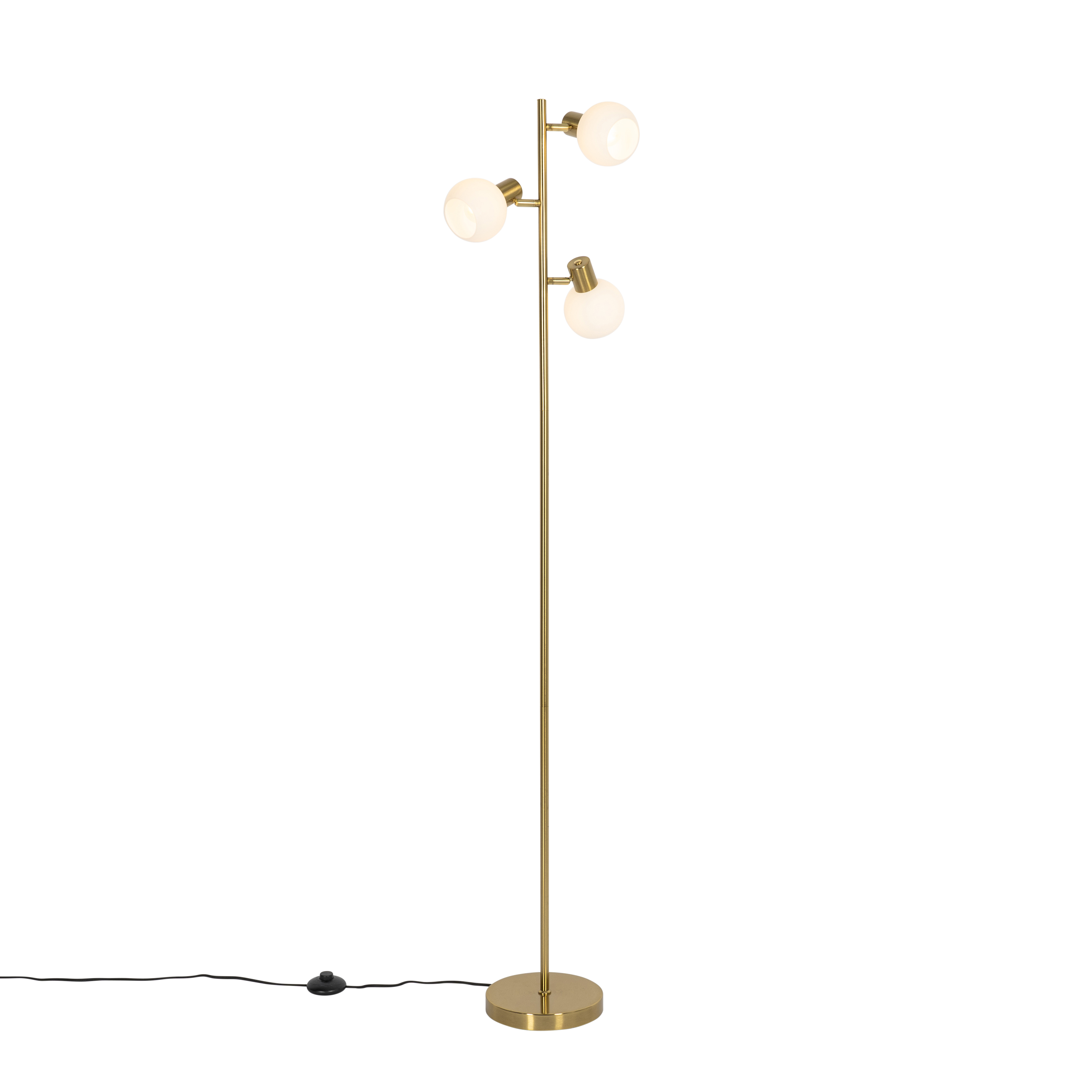 Podna lampa zlatna s opalskim staklom 3-svjetla podesiva - Anouk
