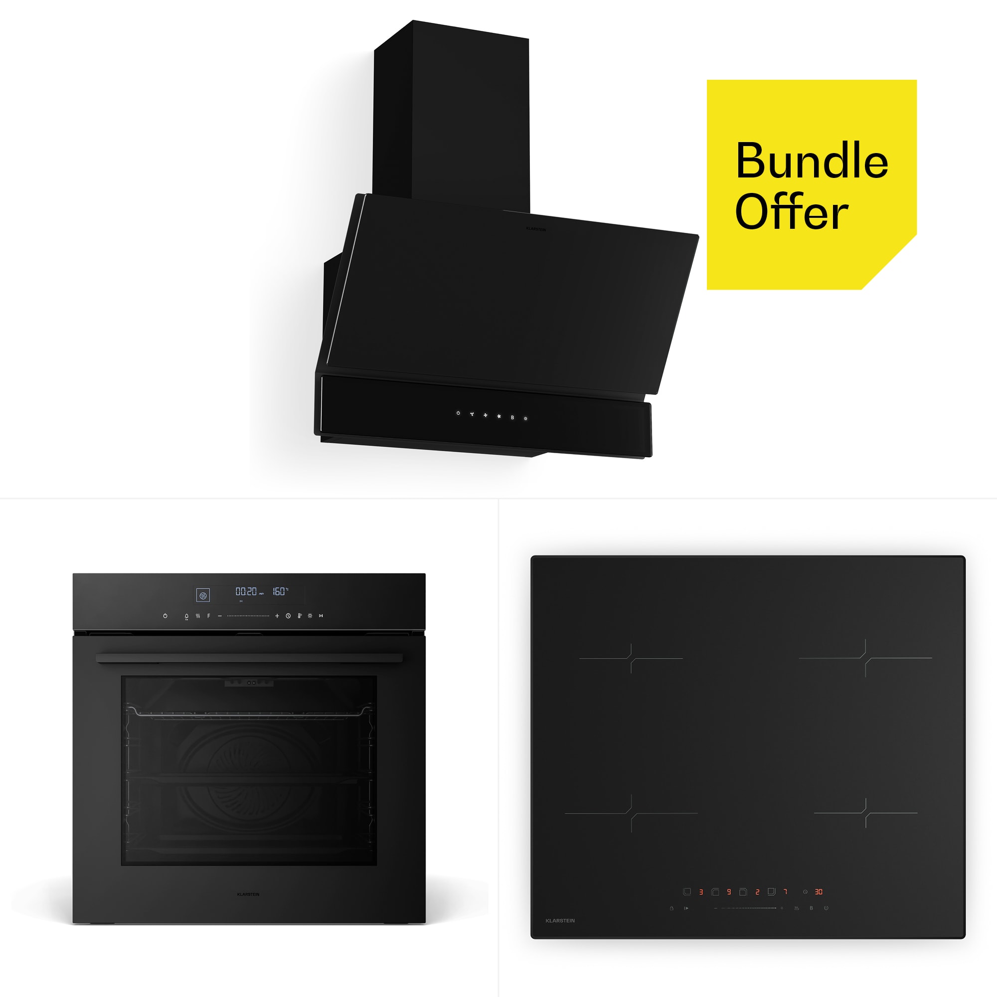 Klarstein Ugradbena pećnica Velaire + indukcijska ploča za kuhanje Velaire + napa Velaire | 60 cm