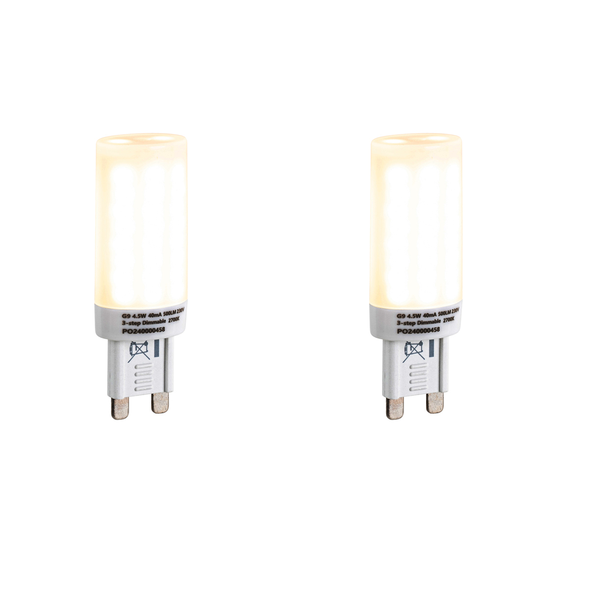 Set od 2 G9 3-stupanjskih prigušivih LED žarulja Opal 4,5W 500lm 2700K