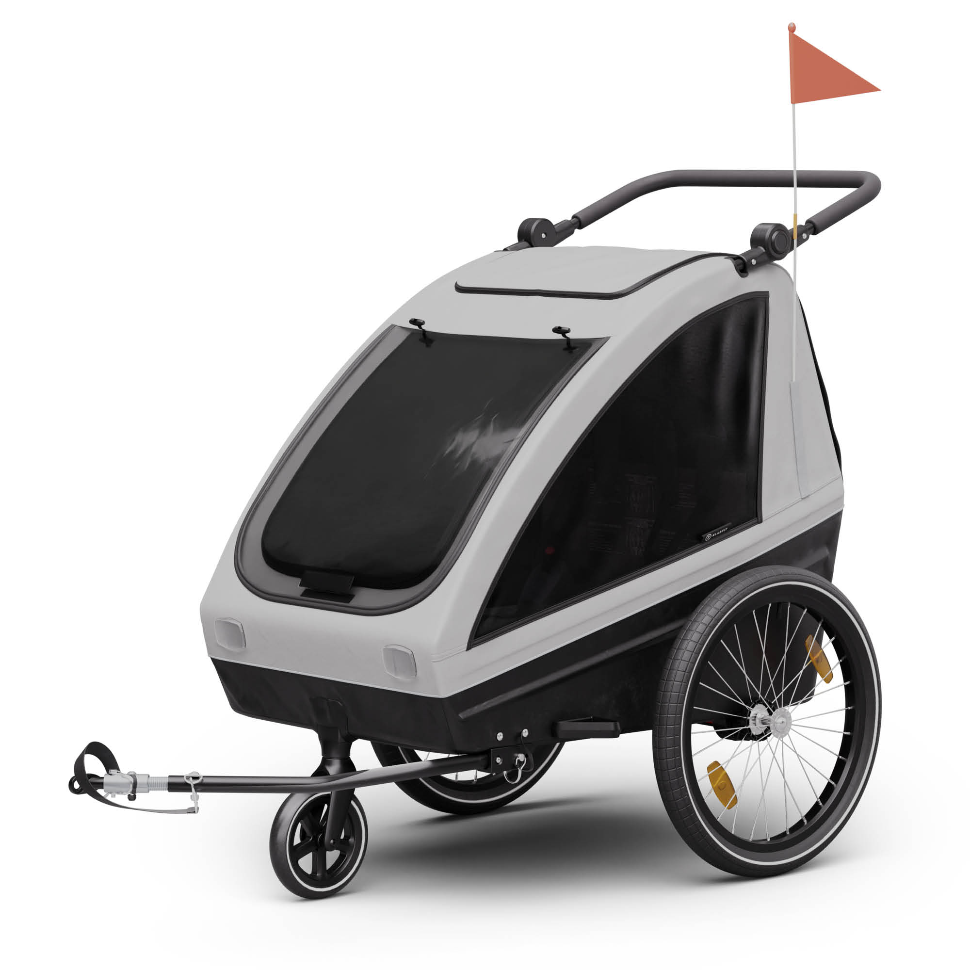 KLARFIT GoKiddo, prikolica za bicikl, prikolica/kolica, sklopiva, integrirane kočnice, proširiva, za 2 djece