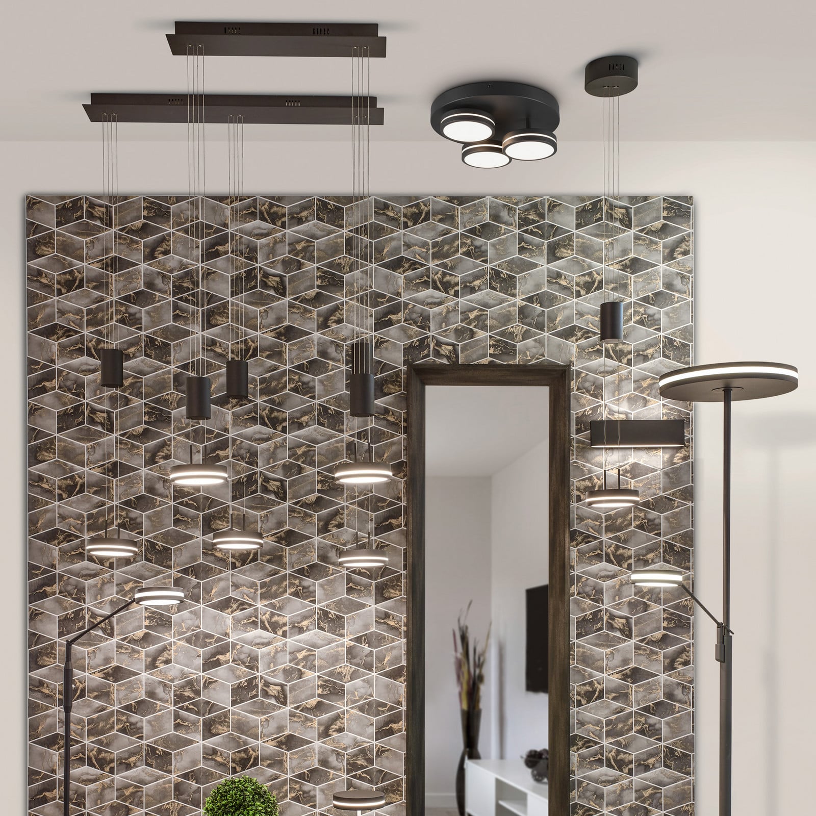 Franklin LED podna lampa, senzorski dimer, antracit