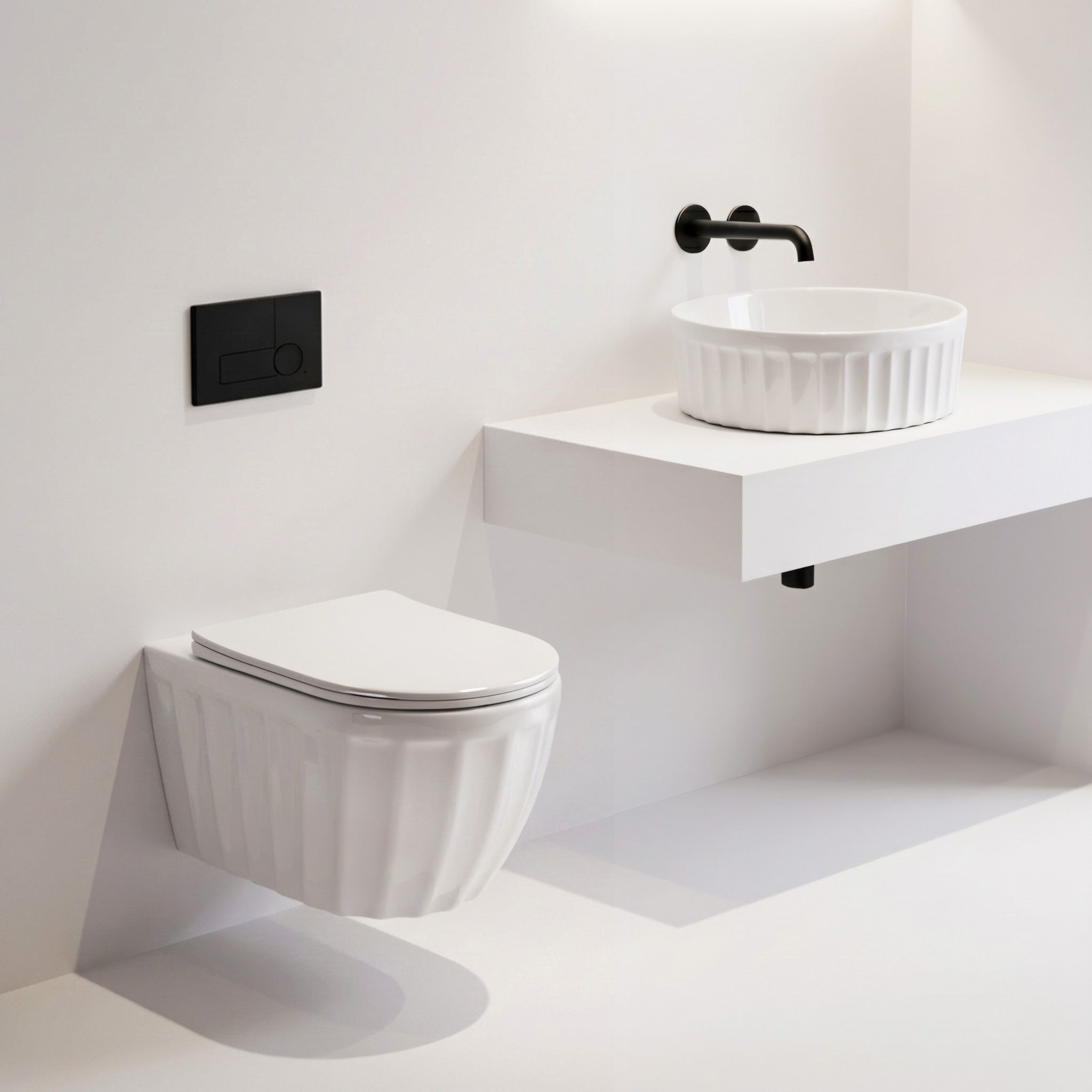 Set: Viseća WC školjka + Umivaonik za ploču Rea Duo White