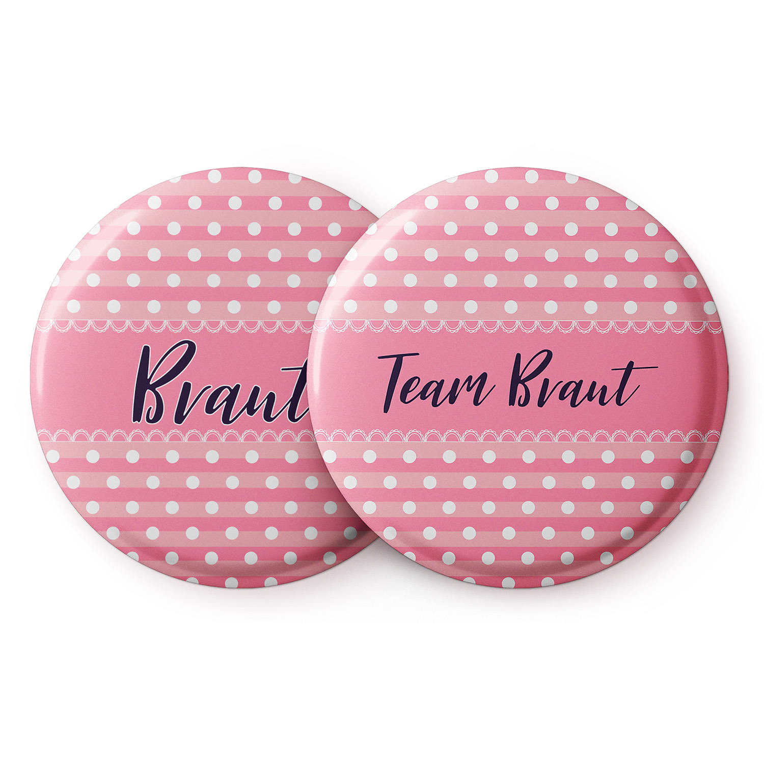 Spielehelden Značke Pinke Punkte Djevojčino oproštaj od slobode 12 bedževa 5,6 cm ekstra velikih Poklon djevojački oproštaj od slobode