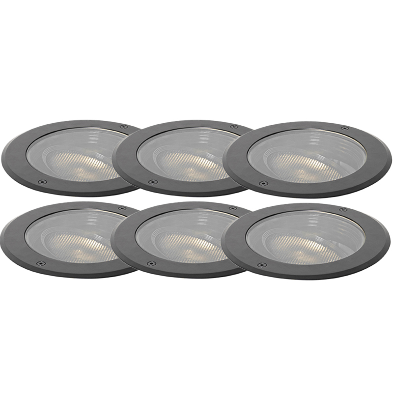 Set od 6 prigušivih vanjskih podnih reflektora crnih IP65 uklj. LED - Delux Honey