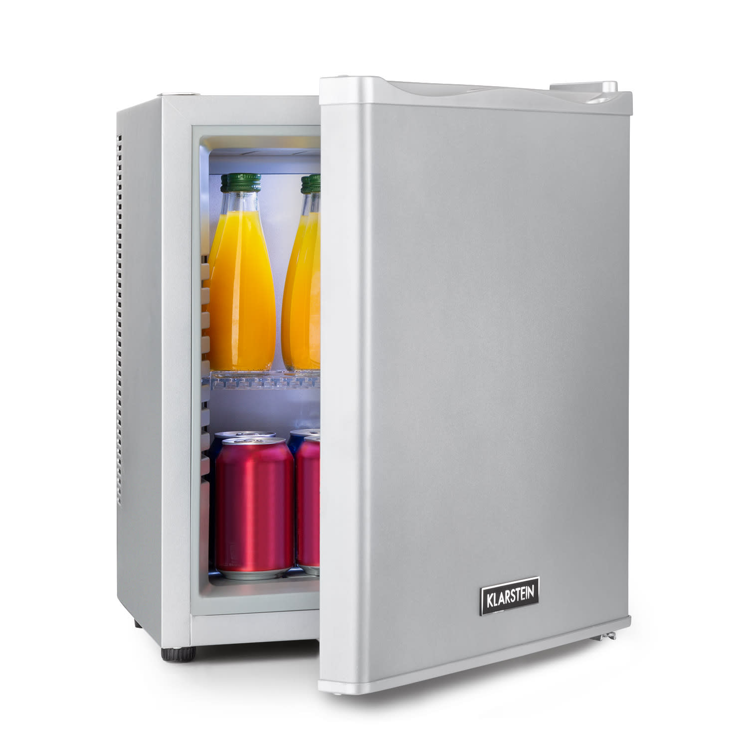 Klarstein Happy Hour 23, minibar, 23 L, 5 - 15 ° C, energetska klasa G, tihi rad, 23 dB, LED svjetlo, srebrni