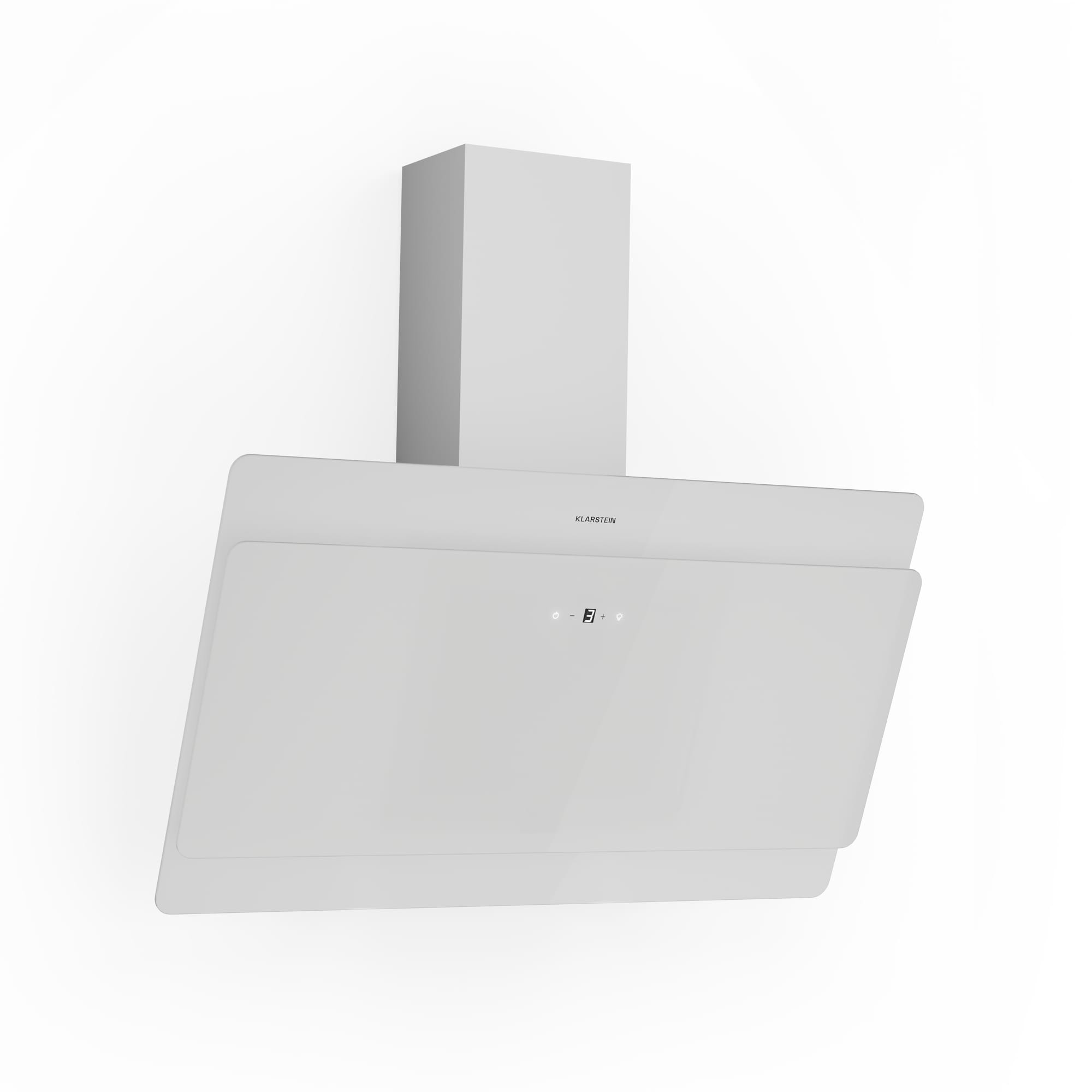 Klarstein Aurica 90, kuhinjska napa, 90 cm, 610 m³/h, LED, touch screen, staklo, bijela boja