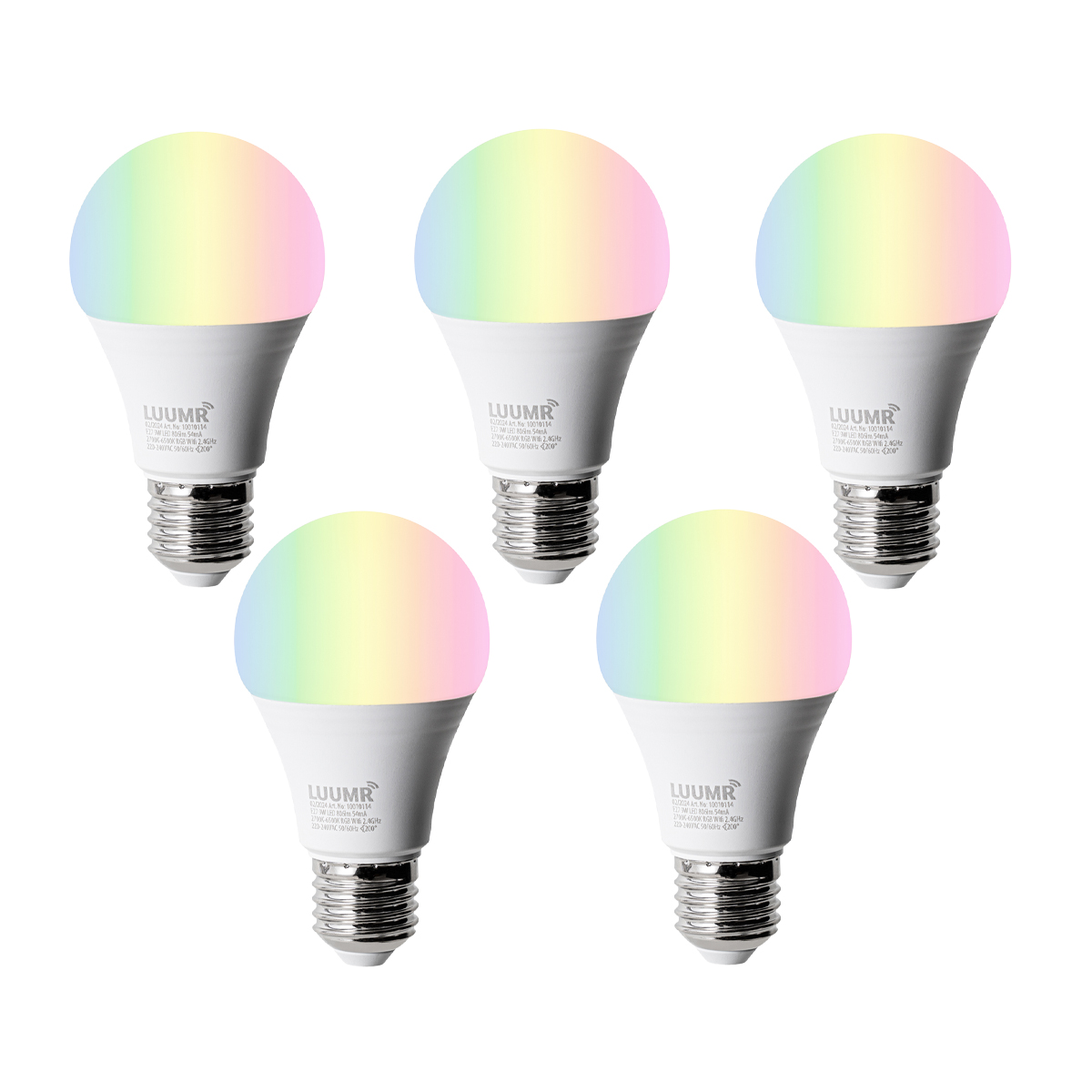 Set od 5 Smart E27 LED žarulje A60 mat RGBW 9W 806lm 2700-6500K