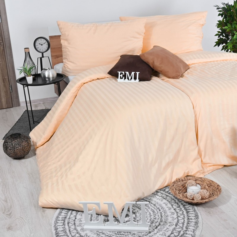 Posteljina od damasta breskve EMI, Standardni krevet za jednu osobu uključuje 1x 140x200 + 1x 70x90
