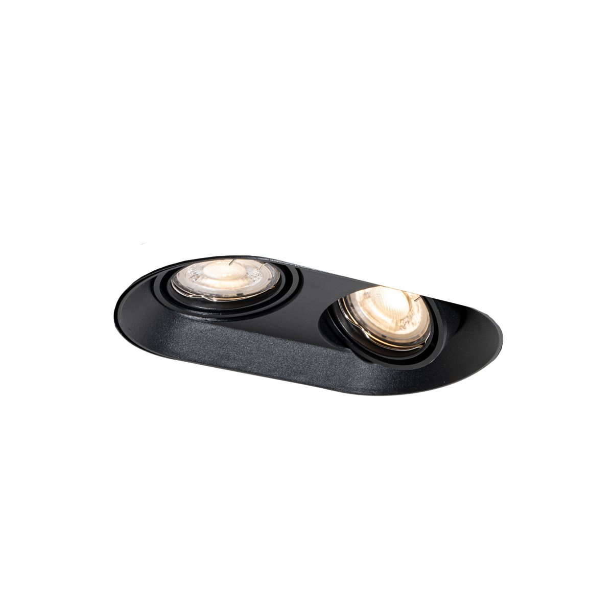 Okruglo ugradno svjetlo crno GU10 50 mm 2-svjetla - Hubs