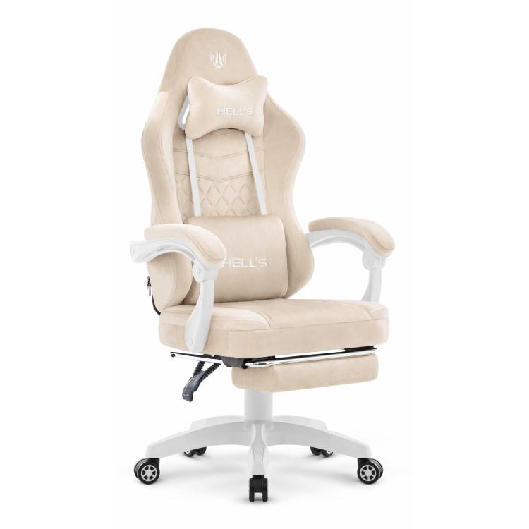 Velur bež fotelja s osloncem za noge HELLS CHAIR HC-1015