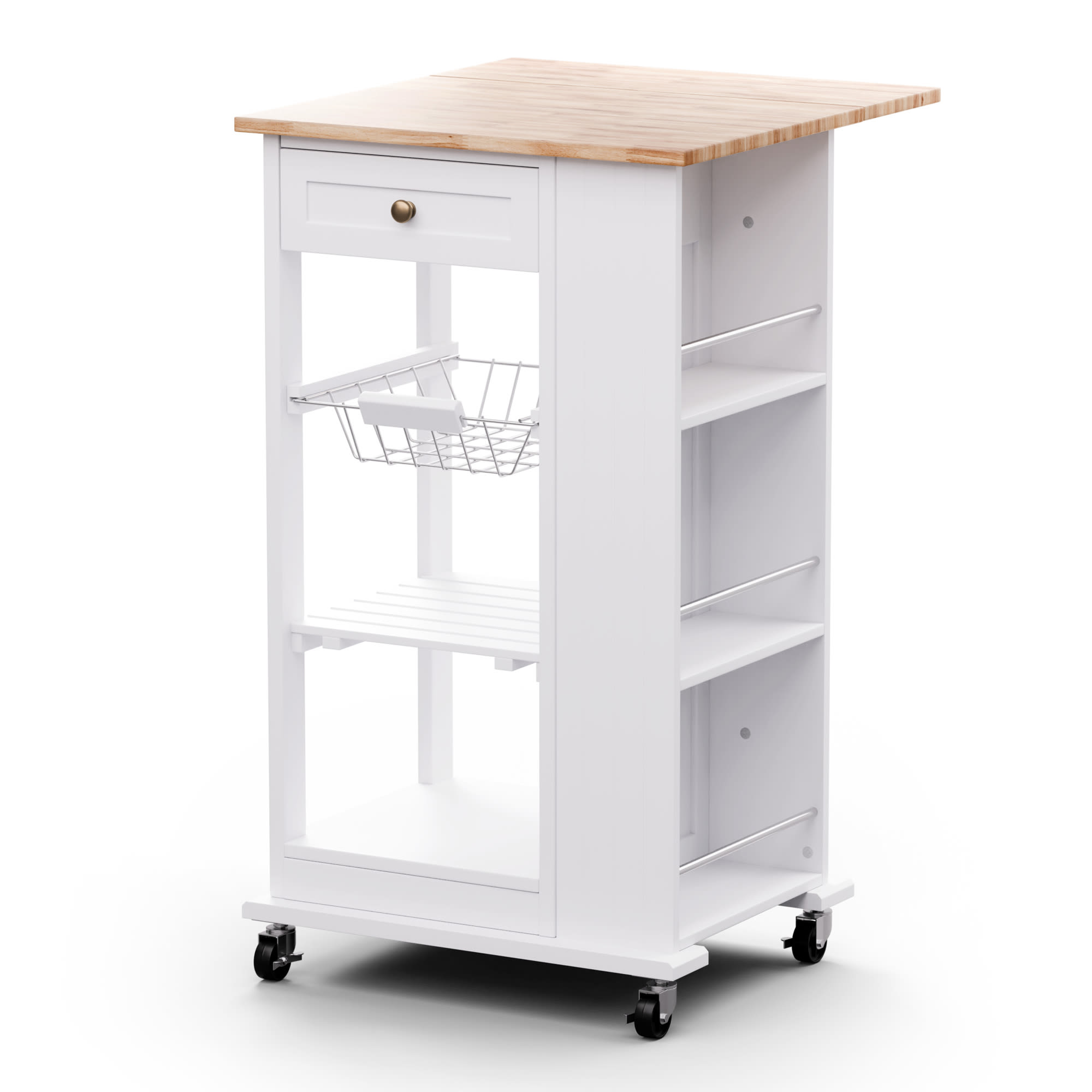 Blumfeldt Etsu, kolica za posluživanje, radna ploča na izvlačenje, ladica, kotačići s parkirnom kočnicom, prostor za odlaganje, jednostavno čišćenje