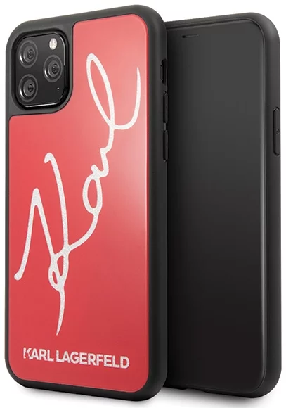 Maska Karl Lagerfeld iPhone 11 Pro Max red hard case Signature Glitter (KLHCN65DLKSRE)