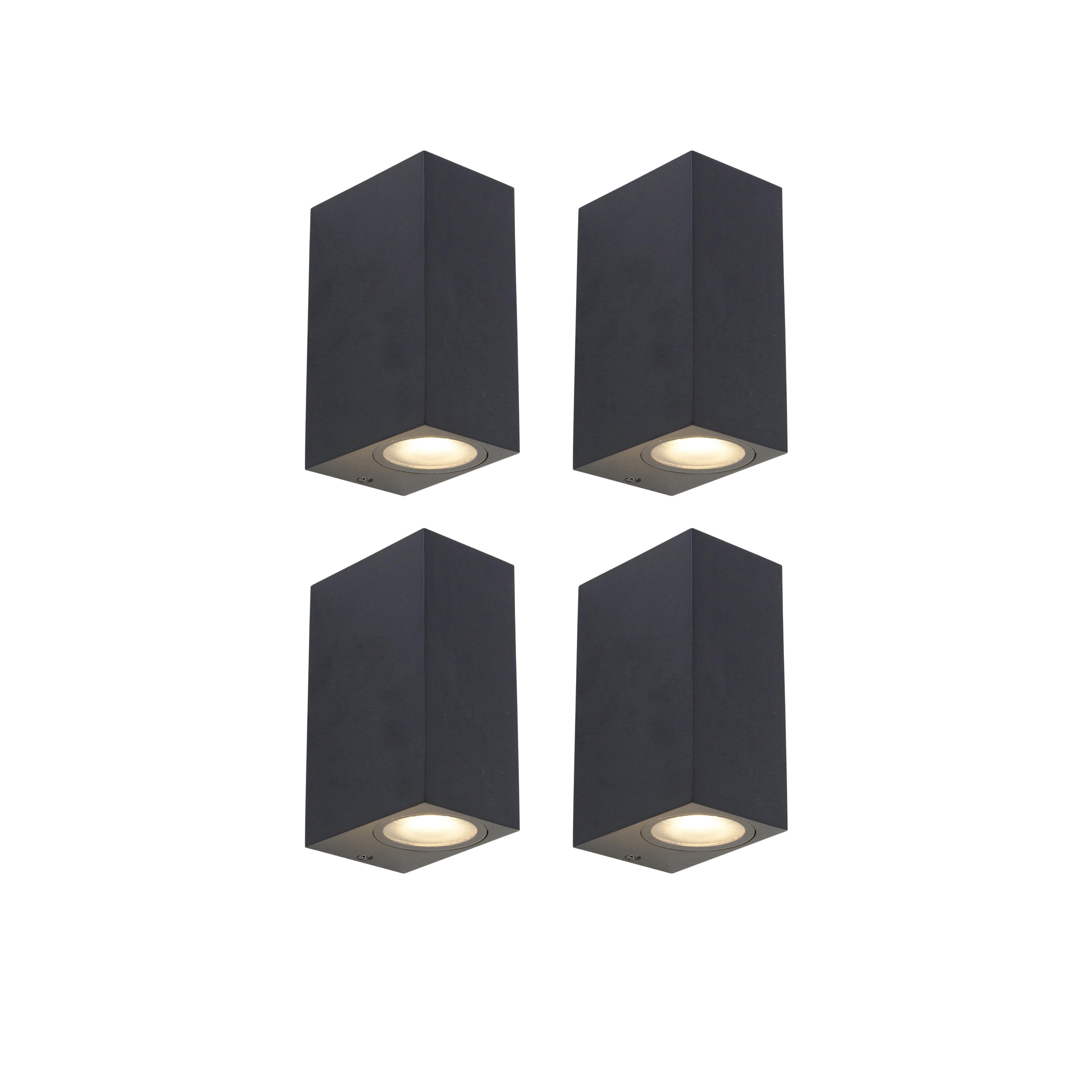 Set od 4 modernih zidnih svjetiljki crnih 2-svjetla IP44 - Baleno