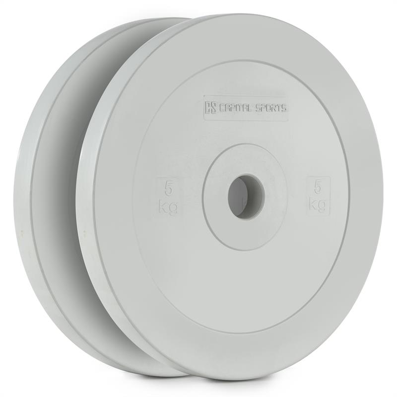 Capital Sports Methoder, sivi, tehnički disk utezi, guma, par, 5 kg