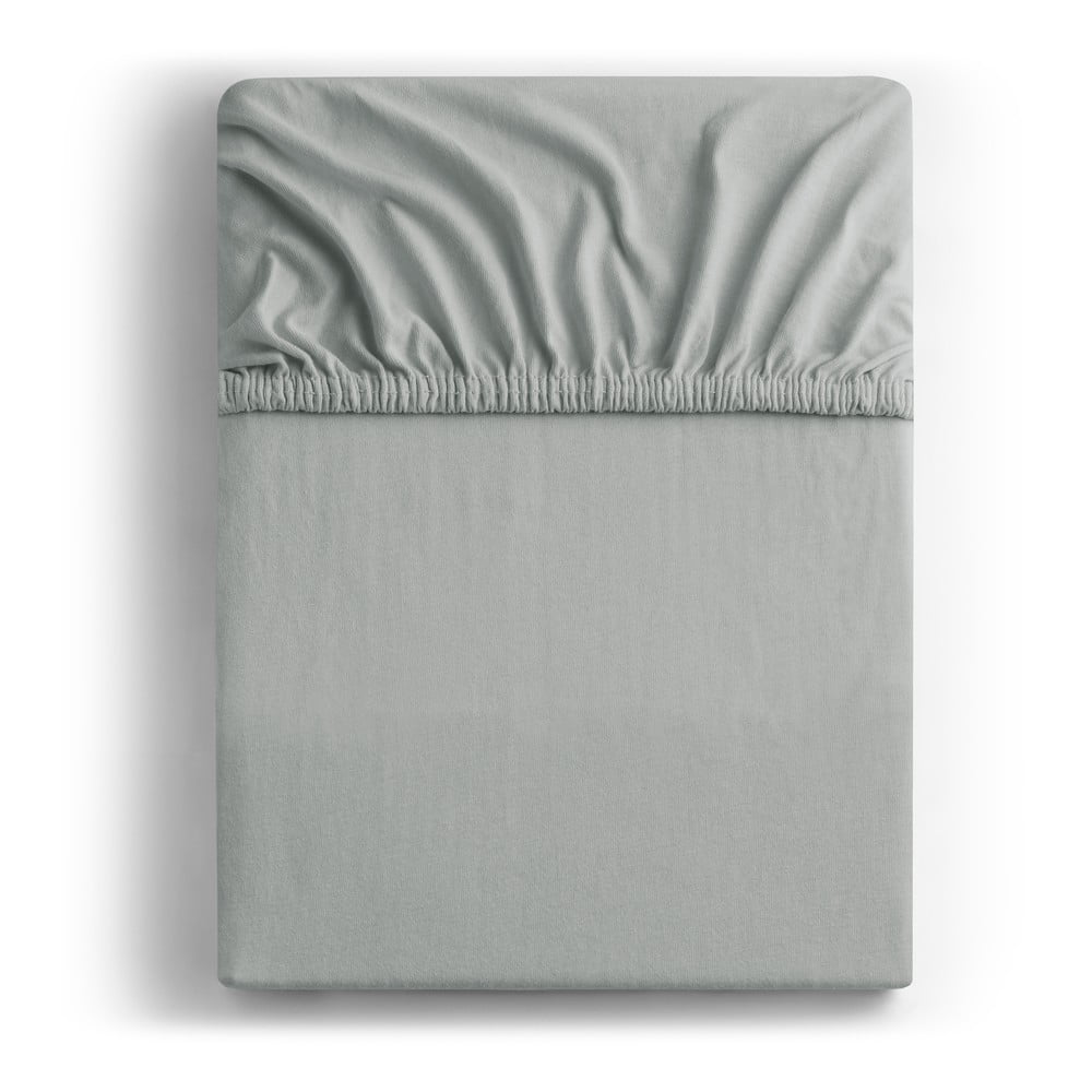 Svijetlo siva plahta s gumom od jeseya 90x200 cm Amber – Restilo